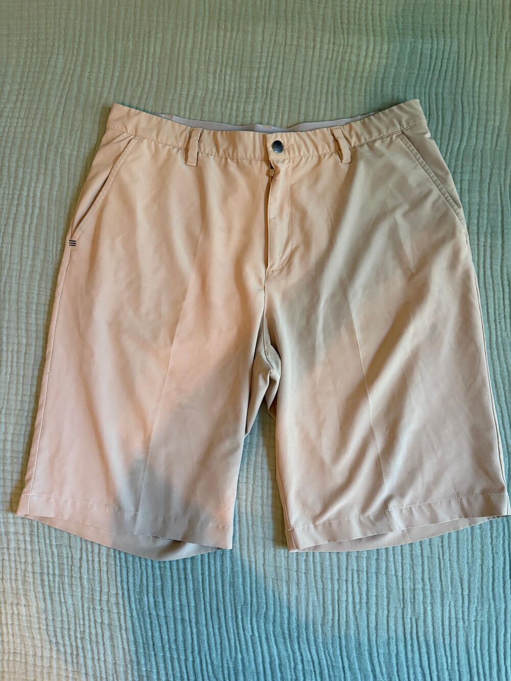 Adidas Beige Shorts Size 36 Polyester Elastane Golf Casual